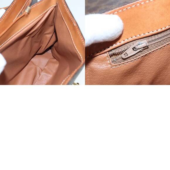 CELINE Macadam Canvas Hand Bag Pvc Leather Brown Gold - Picture 13 of 13